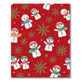 Red Festive Snowmen Snowflakes Red Area Rug