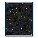 Starry Blue Contour Geometric Area Rug