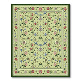 Floral Vintage Green Area Rug with Vibrant Blooms