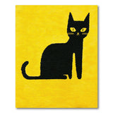 Sunny Yellow Black Cat Silhouette Tufted Rug