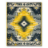 Distressed Yellow Diamond Southwestern Rug