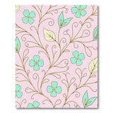 Teal Clover Blooms on Blush Pink Vine Rug