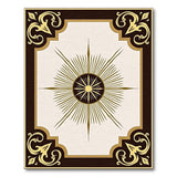 Gold and Silver Ornate Gold Sunburst Medallion Rug