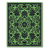 Emerald Green Intricate Floral Border Rug
