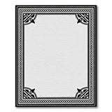 Ornate Black White Knotwork Border Rug