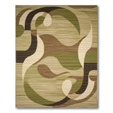 Abstract Curved Green Area Rug