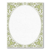 Ornate Green Floral Oval Border Rug