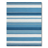 Coastal Beach Blue Teal Striped Coastal Area Rug