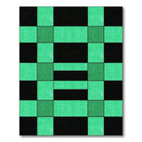 Blue and Teal Teal Black Geometric Grid Area Rug