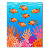 Playful Cartoon Orange Fish Underwater Area Rug