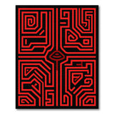 Geometric Modern Bold Red Maze Labyrinth Area Rug
