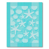 Coastal Beach Teal Starfish Seashell Coastal Area Rug