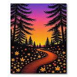 Sunset Pine Forest Path Area Rug
