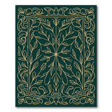 Ornate Golden Foliage Emerald Green Area Rug