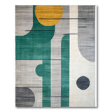 Modern Geometric Teal Yellow Abstract Area Rug