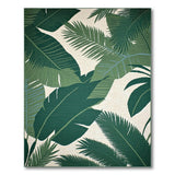 Lush Green Palm Frond Coastal Beach Area Rug