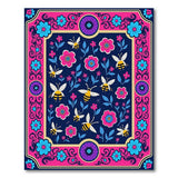 Whimsical Pink Bee Flower Area Rug