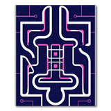 Navy Pink Geometric Maze Area Rug