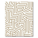 Gold and Silver Gold Maze Labyrinth Geometric Area Rug