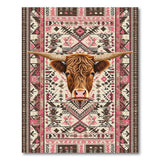 Highland Cow Head Pink Southwestern Rug