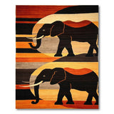 Orange Tribal Elephant Silhouette Area Rug