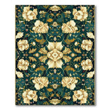 Emerald Green Floral Vintage Floral Vintage Area Rug