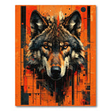 Fiery Geometric Wolf Head Area Rug