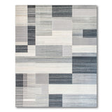 Modern Grey Geometric Block Grey Area Rug