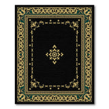 Opulent Black Persian Rug with Gold Medallion