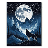 Wolf Howling at Moon Pixel Art Area Rug