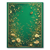 Emerald Green Floral Butterfly Vine Rug