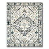 Teal Ivory Geometric Heritage Tribal Rug