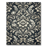 Elegant Damask Floral Area Rug Black White