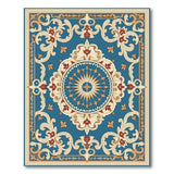 Blue and Teal Traditional Persian Teal Persian Medallion Area Rug