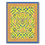 Vibrant Yellow Geometric Maze Area Rug