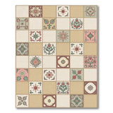 Vintage Floral Tile Mosaic Area Rug