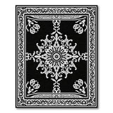 Ornate Black White Mandala Floral Rug