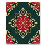 Red Poinsettia on Emerald Green Persian Rug