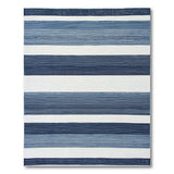 Navy Blue Striped Coastal Woven Rug