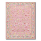 Pink Floral Vintage Area Rug with Butterflies