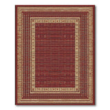 Red Heritage Tribal Area Rug with Symbolic Borders
