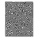 Black and White Black White Geometric Maze Labyrinth Rug