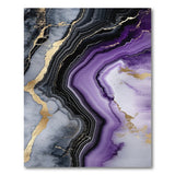 ODIKA Purple Marble Agate Washable Area Rug - Modern Gold Low Pile Non-Slip Carpet
