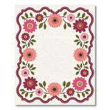 Pink Scalloped Floral Border Area Rug