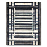 Modern Geometric Navy and Teal Stripe Rug