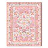 Pink Daisy Floral Embroidered Area Rug