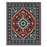 Crimson Navy Cream Floral Medallion Rug