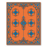 Orange Vibrant Orange Blue Floral Persian Area Rug