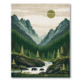 Alpine Bears Waterfall Forest Area Rug