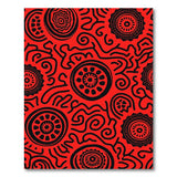 Vibrant Red Tribal Dot Art Area Rug